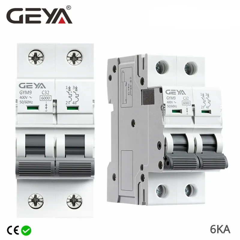  GEYA GYM9 2Pole MCB Din Rail Mini Circuit Breaker 230V 6A-63A AC Type China MCB Factory 