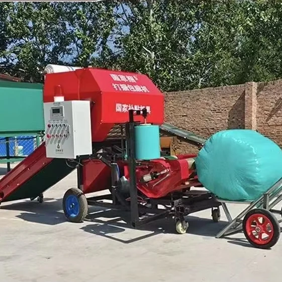 Grass Silage Fully Automatic Green Storage Packaging Machine, Corn Straw Bundling and Coating Integrated Machine