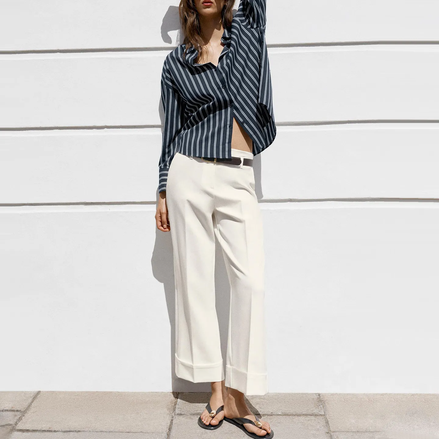 ZADATA Women's Striped Long Sleeve Shirt Collared Versatile Personality 2026 Autumn Fashion Ladies' Premium Clothing