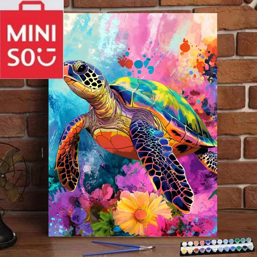 MINISO DIY Oil Painting By Numbers Big sea turtle Art Wall Decor Gifts Frameelss