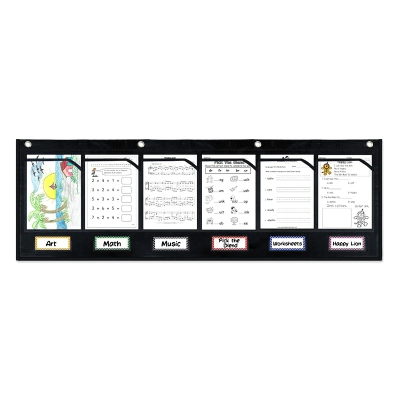 Classroom Wall Storage Pocket Chart for Drawings Pictures Class Demonstrations Homework Storage Pocket Chart