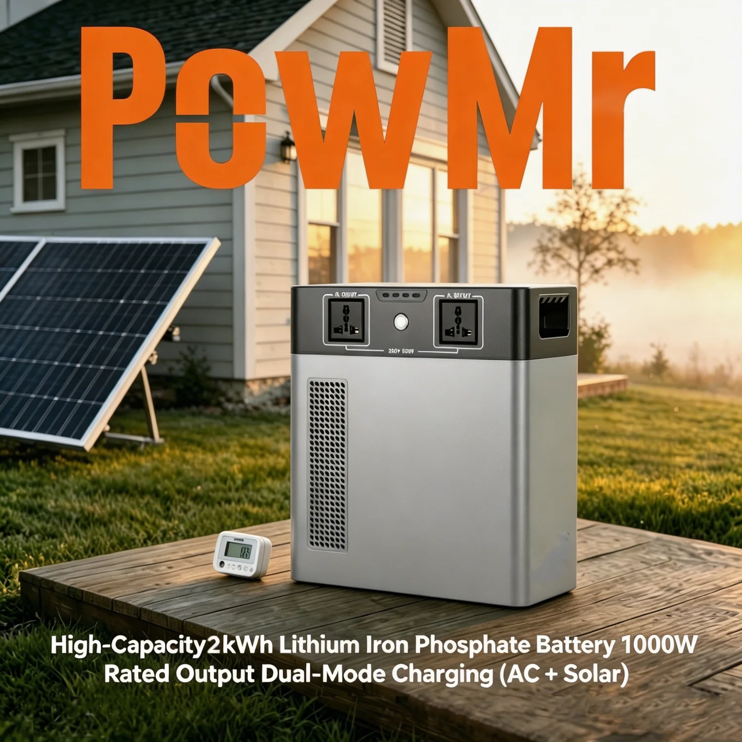 PowMr 2kWh Tragbare Powerstation 500W LiFePO4-Akku 450W 21A Lade-Solar-Eingang EPS-Backup Sicher & Zuverlässig für Zuhause und Outdoor
