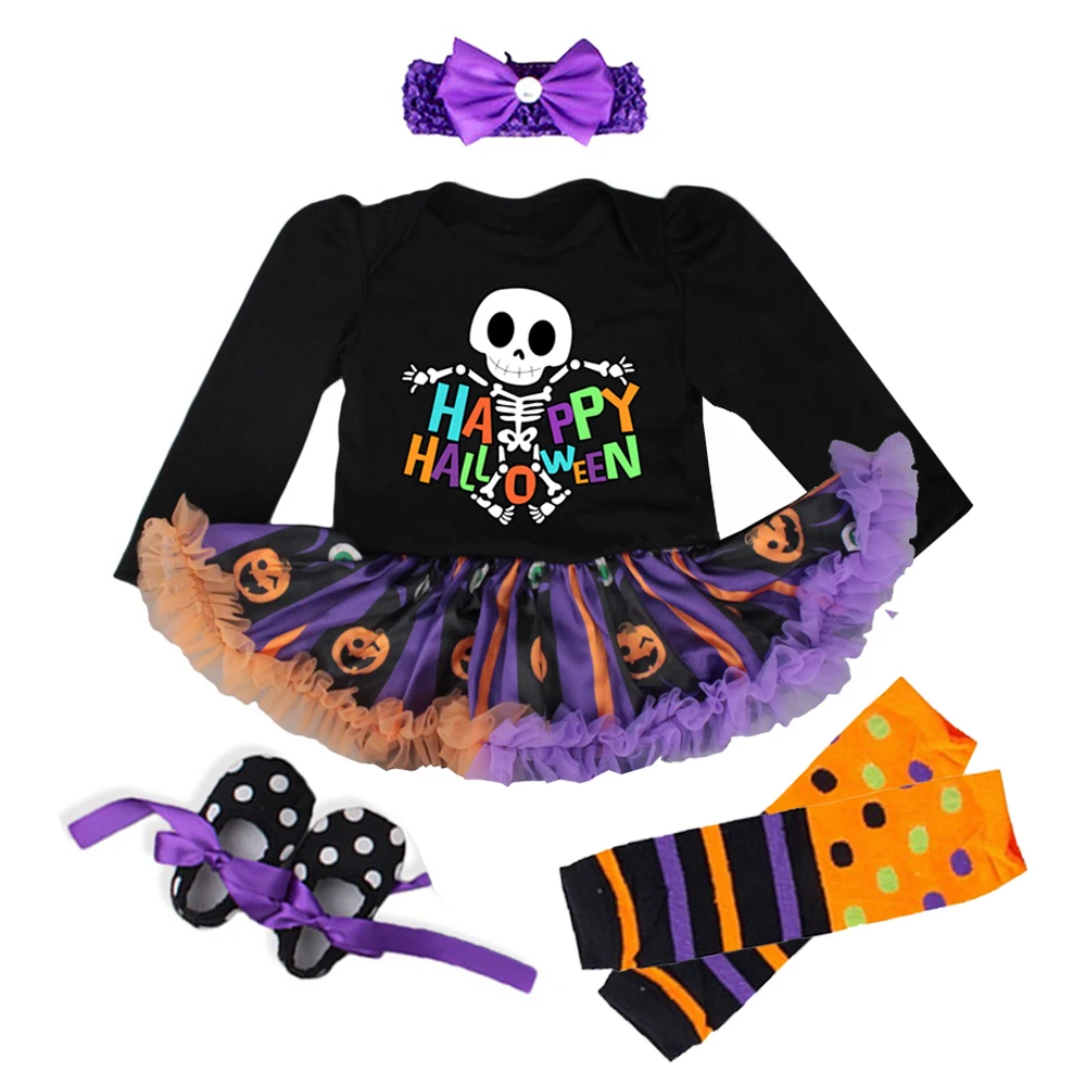 Baby Dresses for Girls Short Sleeve Girls Skull Skirt Dress New Year Costume Princess Dress Kids Christmas Clothes Vestidos