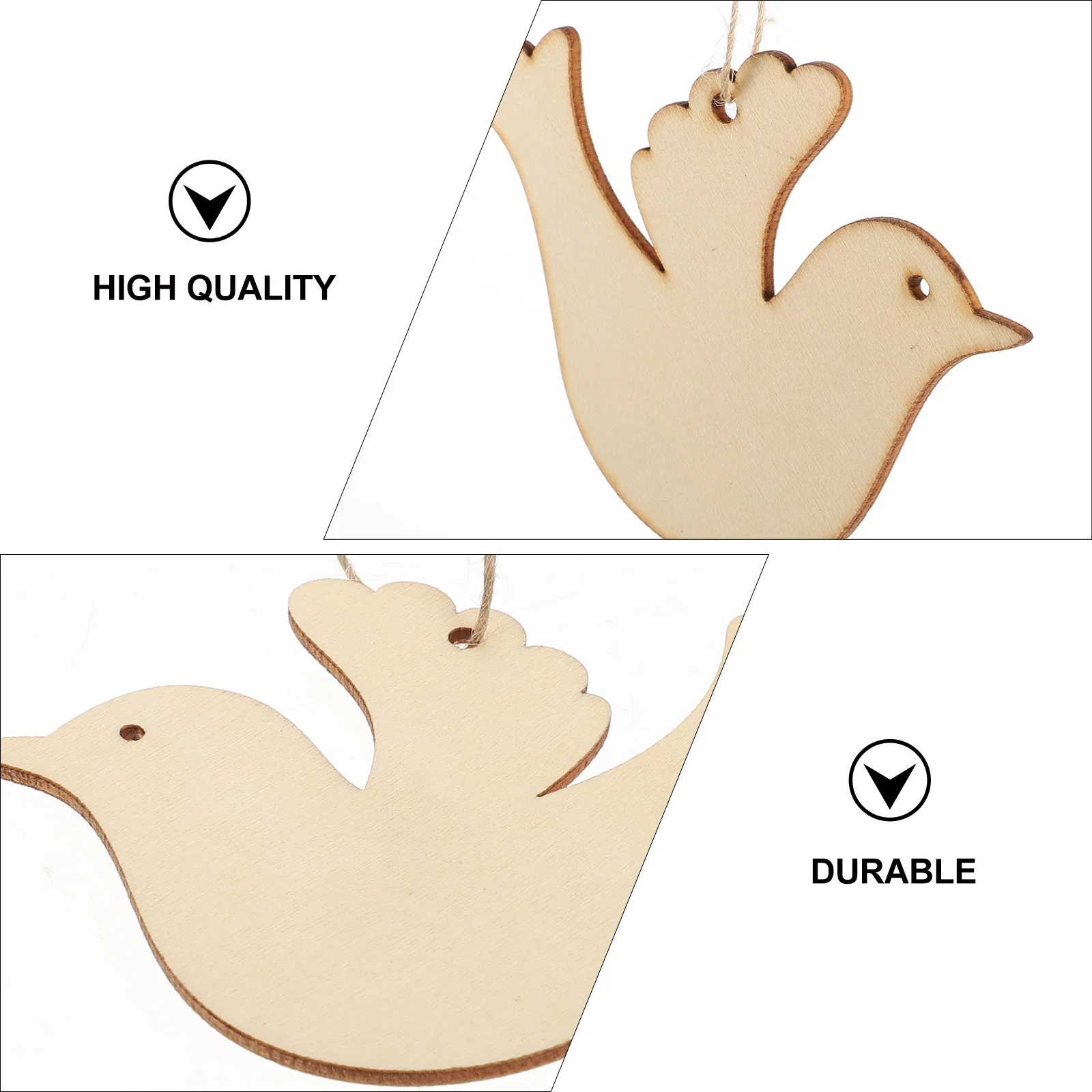 50 Pcs Wood Chips White Embryo Bird Pendant Ornament Cutout Unfinished Shaped Unpainted Drawing Toy Painting DIY