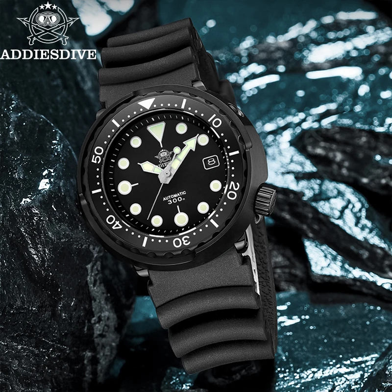ADDIESDIVE Stainless Steel Automatic Mechanical Watches Ceramic Bezel 300 Waterproof Diver Luminous Watch For Men Sapphire Glass