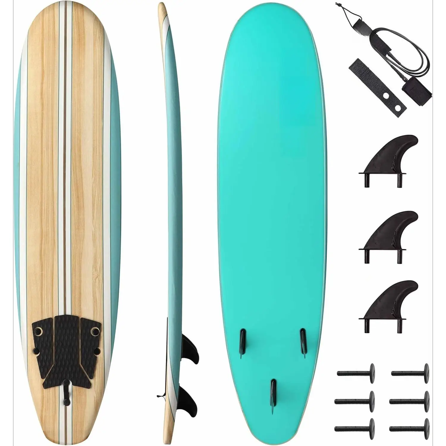 7ft Soft Top Foam Beginnerssurfplank voor volwassenen en kinderen Perfecte longboard voor surfen, strandplezier en watersporten Lichtgewicht