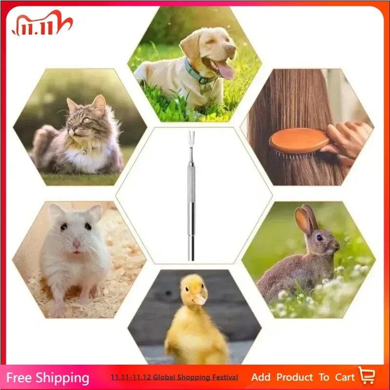 

Stainless Steel Tick Fork Effective Design Fork Shape Pet Flea Removal Tweezers Tick Clipping Tool Dog Grooming