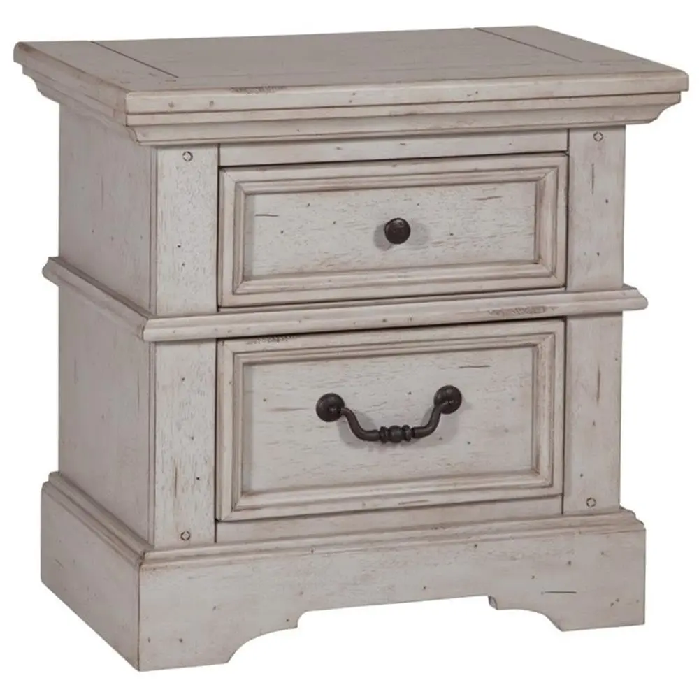 Antique Gray Wood 2-Drawer Nightstand Bedroom Bedside Storage Table, Customized