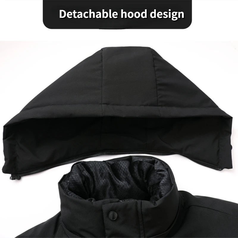 2024 New Winter Jacket Men\'s Light Business Casual Detachable Fleece Liner Warm Parka Luxury Clothing Windproof Hooded Male coat