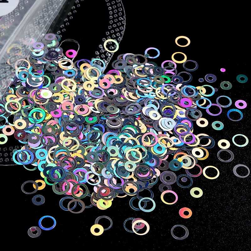 Holographic Glitter Hollow Round Sequins For Epoxy Resin Filler Gold Silver Bubble Circle Resin Flakes Filling DIY Silicone Mold