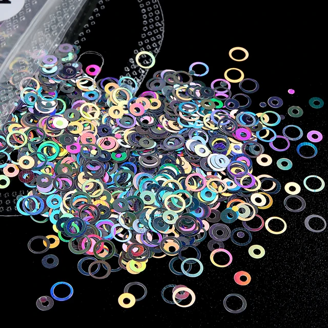 Lentejuelas redondas huecas con purpurina holográfica para relleno de resina epoxi, círculo de burbujas dorado y plateado, relleno de escamas de resina, molde de silicona DIY