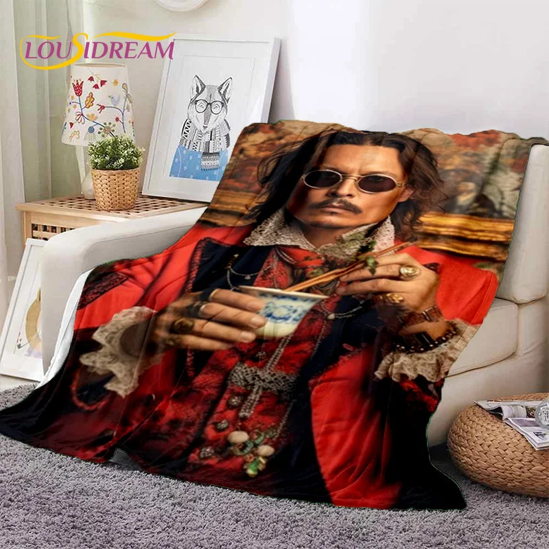 3D Printing Johnny Depp Star HD Soft Blankets,Keep Warm Throw Blanket Comfortable Blanket for Picnic Beds Sofa Home Bedroom Gift