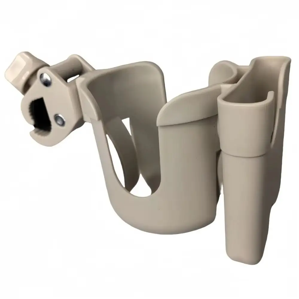

Plastic Pram Cup Holders Anti-Slip 2-in-1 Function Wheelchair Drink Holder Universal Adjustable Mobile Phone Holders Outdoor
