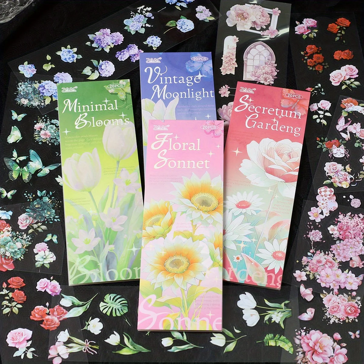 Journamm 20 ورقة ملصقات زهور كتاب مادة PET زينة ملصقات شفافة ملصقات حرفية للمجلة غير المرغوب فيها #3