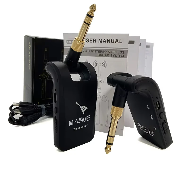 M-VAVE WP-5 2.4GHz Wireless Guitar System, 6-Channel Rechargeable Transmitter/Receiver w/ Stereo 2-in-1 Plug for Live/Studio Use