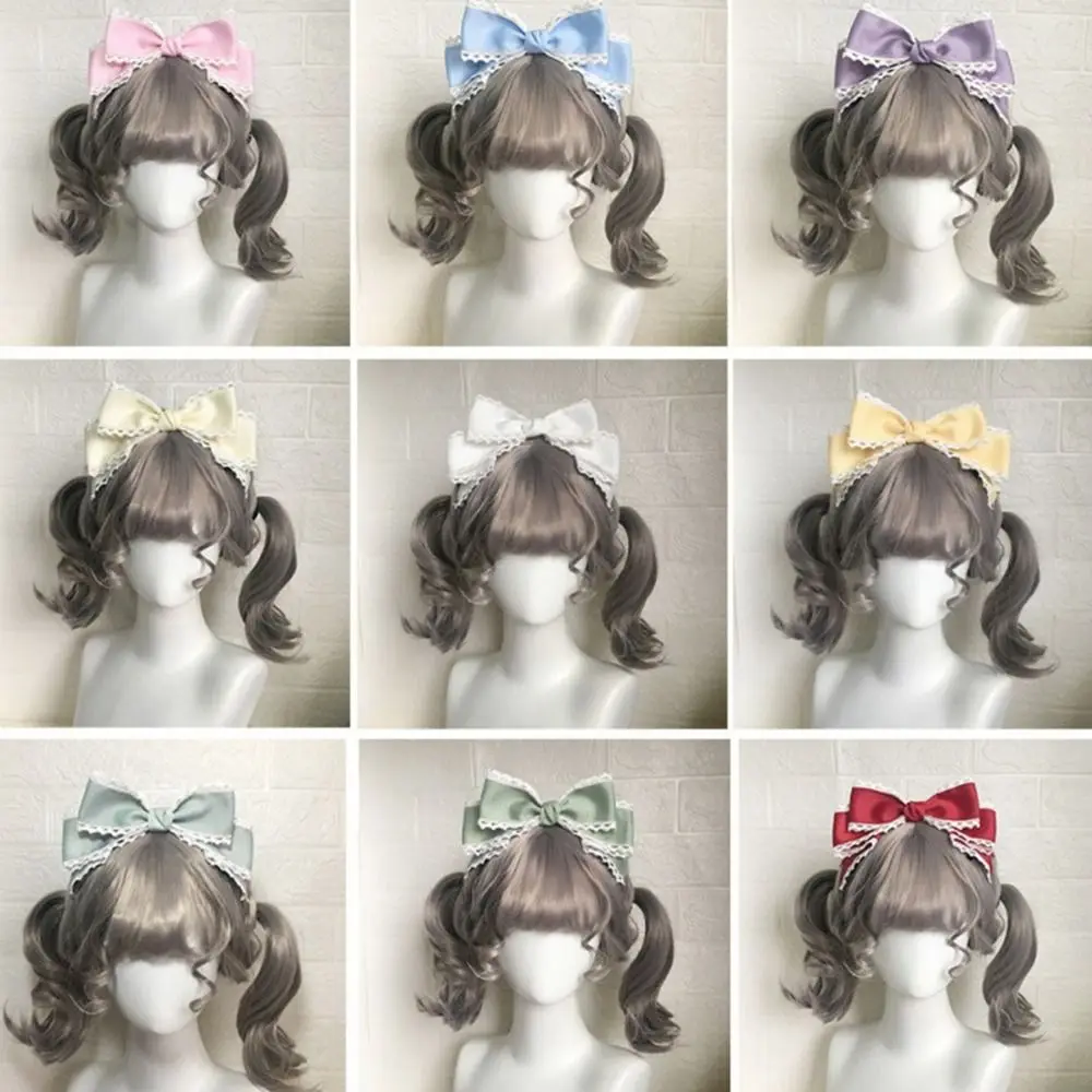 1PC Cute Lolita headband Bowknot Hair Clip Sweet Lolita Cosplay Headdress Lace Ribbon Hairpin Handmade Headwear Anime Hair Decor 4