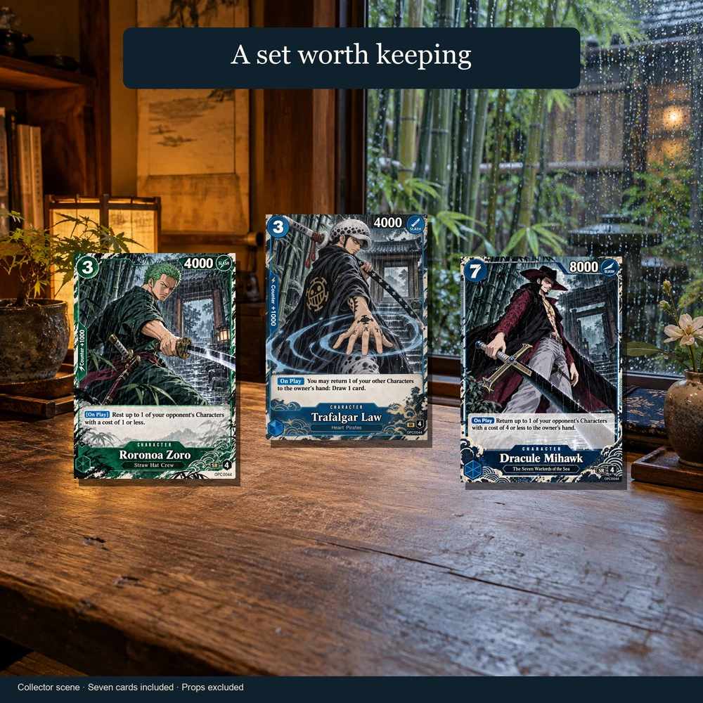 7Pcs One Piece Cards OTCG Ink Style Trading Roronoa Zoro Trafalgar Law Dracule Mihawk Kouzuki Hiyori Cards One Piece Card Game