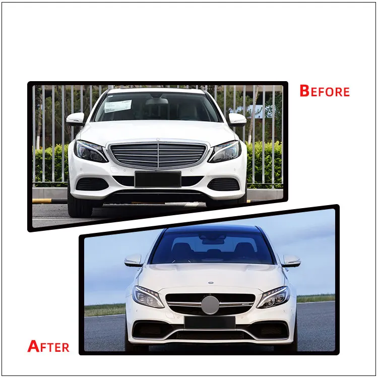 High Quality C63 Auto Parts Body Kit for Mercedes Benz W205 Modified to 2016 C63 AMG Style Bumper with Grille