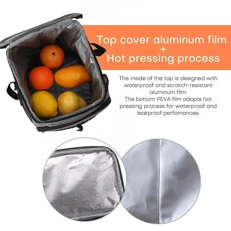 20L Portable Thermal Lunch Bag Durable Thicken Waterproof Cooler Ice Insulated Case Camping Oxford Food Box Dinner Backpacks