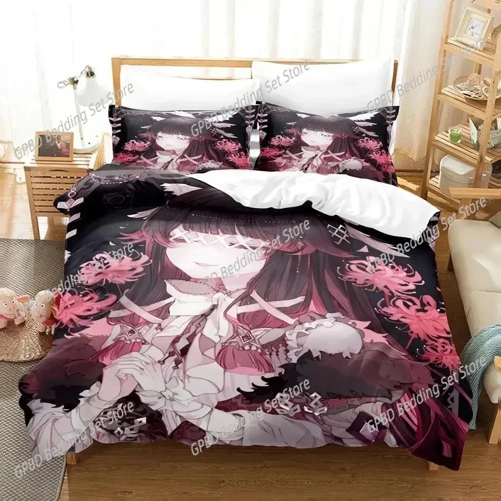 Anime Game Genshin Impact Columbina Comfortable Duvet Cover Pillowcase Bedding Set Children Bedroom Decoration Home Textile