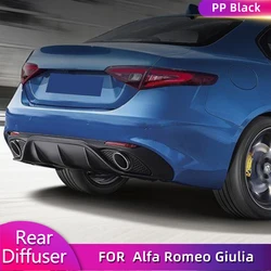 Rear Bumper Diffuser Lip for Alfa Romeo Giulia Sedan 4 Door Quadrifoglio TI 2016-2020 Car Rear Diffuser Exhaust Tips PP