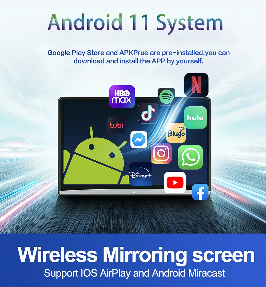 أفضل شاشة مسند رأس للسيارة IPS مقاس 13.3 بوصة تعمل بنظام أندرويد 14 كمبيوتر لوحي 4K HDMI 2G + 32GB ROM لعبة التحكم عن بعد HDMI IR AV FM USB APP