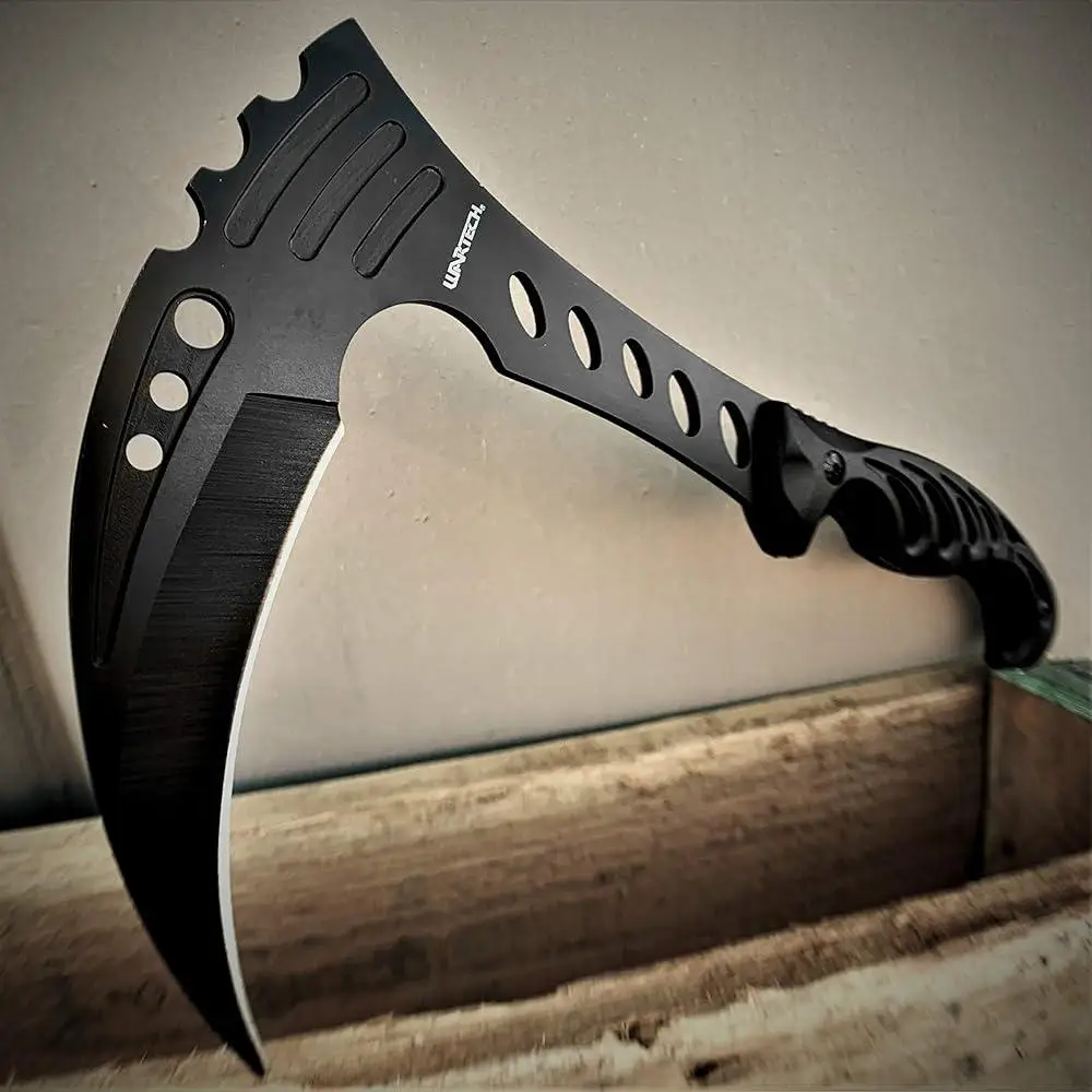 12 Inch Tactical Survival Knife Full Tang Scythe Fixed Blade Camping Hunting Outdoor EDC Emergency Tool Multi-Use Sheath