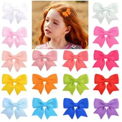 10 Pcs Hair Bows for Girls 2 Inch Grosgrain Ribbon Hair Bows Metal Hair Clips Barrettes Hair Accessories for Baby Girls