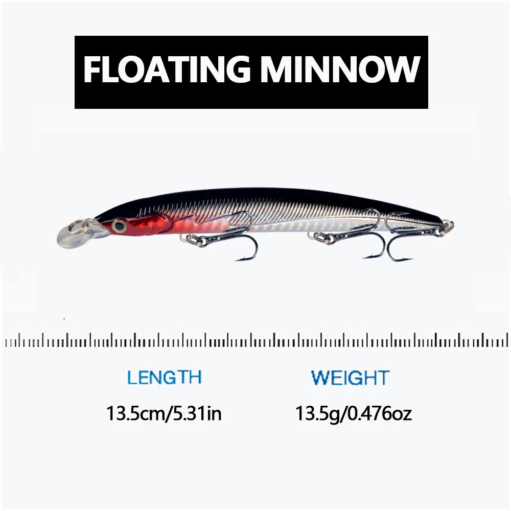 1PC Floating Minnow Hard Fishing Lure Long Cast Swim Bait for Lake River Predator Fish Angling