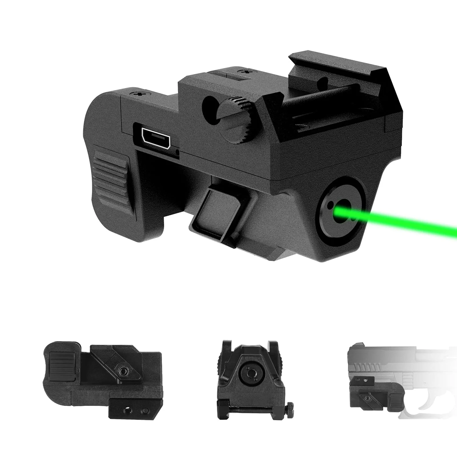 

Tactical Green Laser Sight USB Rechargeable Laser Picatinny Rail For Green Laserf for Airsoft Pistol Gun Glock 19 Accessories