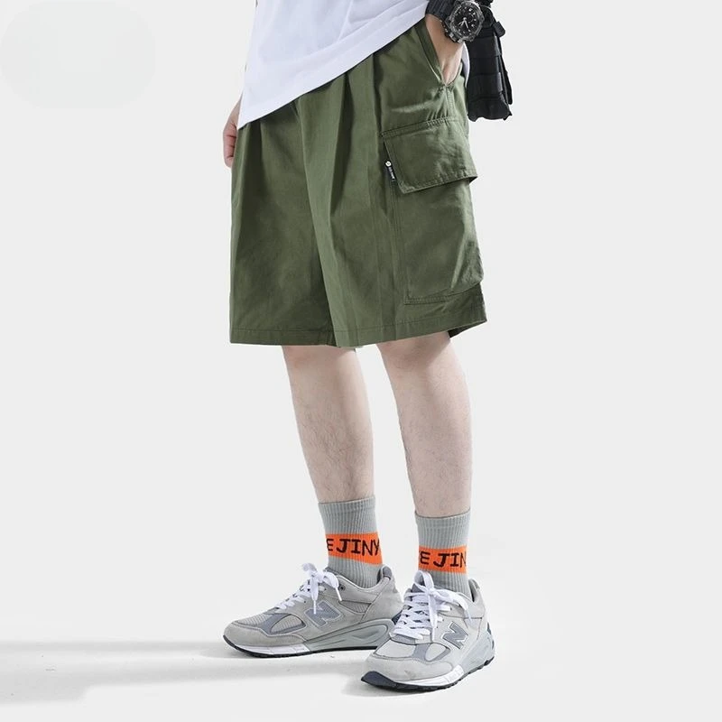

2026 Spring Summer Men's Cotton Cargo Shorts Big Pockets Loose Fit Casual Workwear 5-Point Shorts