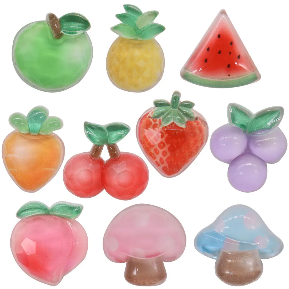 1PCS Resin Shoe Charms Kawaii Big Peach Grape Mushroom Strawberry Cherry Watermelon Carrot Pineapple Hole Slipper Decoration