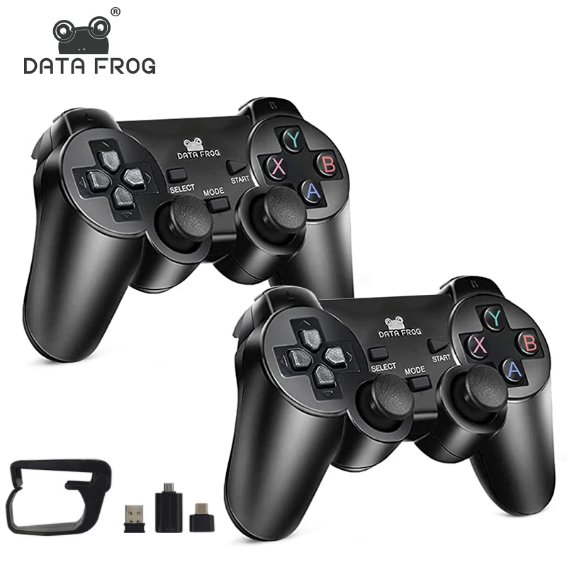 DATA FROG 2 graczy 2.4G bezprzewodowy Gamepad do gry kontroler dla smatfon z androidem Joystick na PC Joypad z konwerter OTG