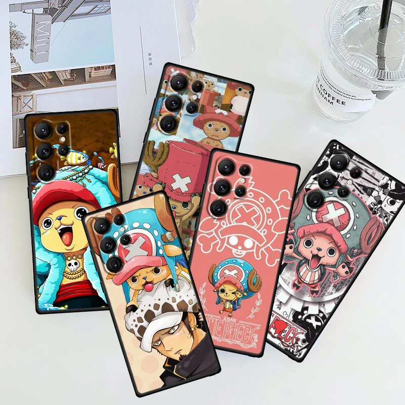 Ones P-Piece Chopper Cute For Samsung Galaxy S24 S23 S22 S21 S20 FE S10 S9 S10E S8 Plus Ultra Lite 5G TPU Black Phone Case