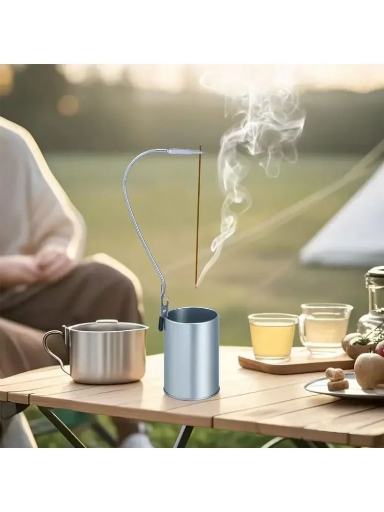 Outdoor Portable Vertical Incense Holder, Adjustable Mosquito Coil Clip, Multifunctional Stainless Steel Label Clip
