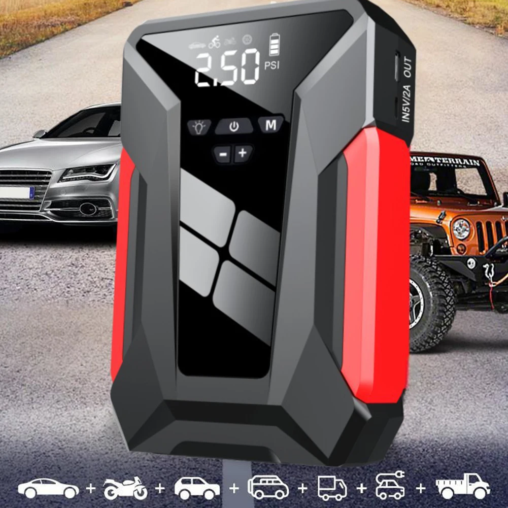 39800mAh Car Jump Starter 1600A Auto Tire Inflator Auto Starting Device Lighting Air Compressor Automotive Emergency Power Bank