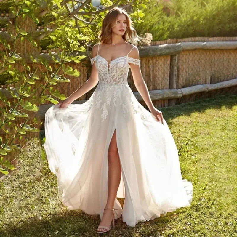 Vestidos de novia personalizados con hombros descubiertos, adecuados para boda, dama de honor, vacaciones, fiesta, banquete