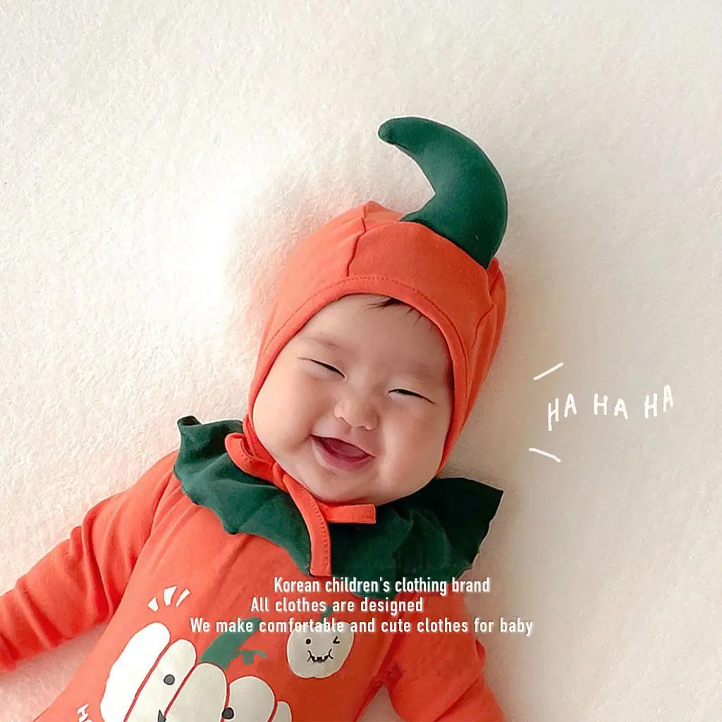 Newborn Infant Baby Halloween Costume 2025 Pumpkin Outfit Korean 100% cotton  Romper Cute Photo Bodysuit for Boys and Girls