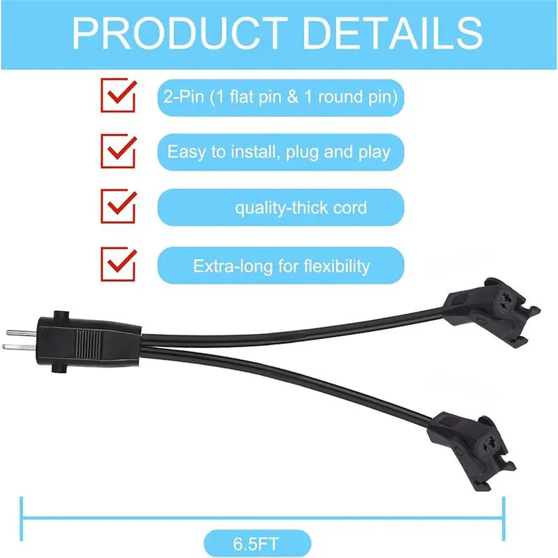 ABGI-Universal 1.5 Meter 2 Pin Splitter Lead Y Power Cable For Electric Recliner And Lift Chairs- Supports 2 Motors To 1 Power S view 6