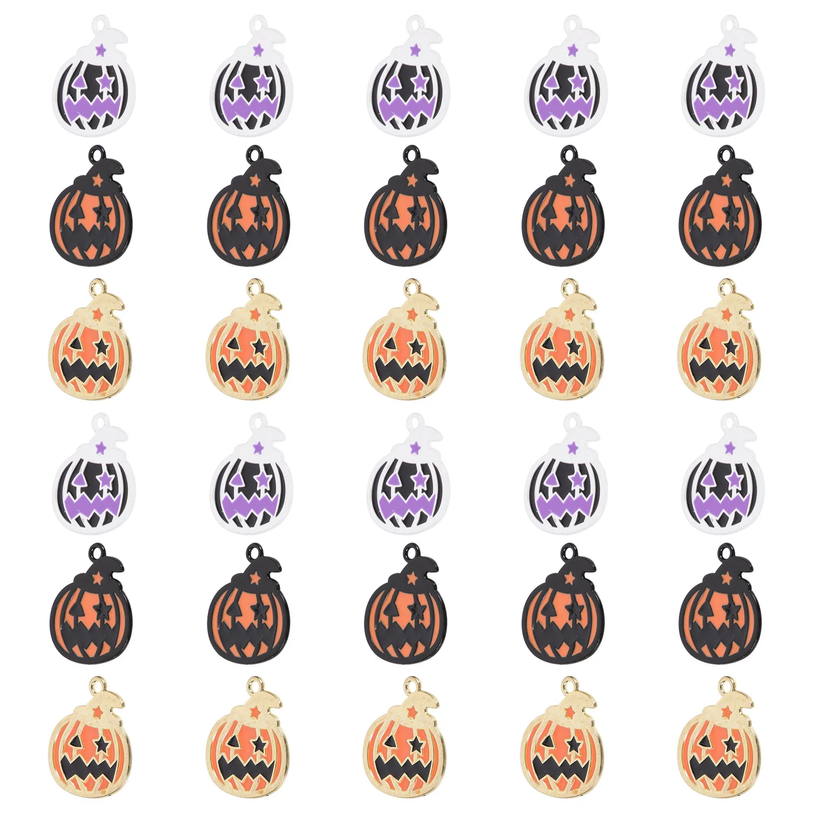 30pcs Halloween Pumpkin Charms Pendants Alloy Diy Jewelry Making For Necklace Earring Bracelet Keychain Craft Accessories