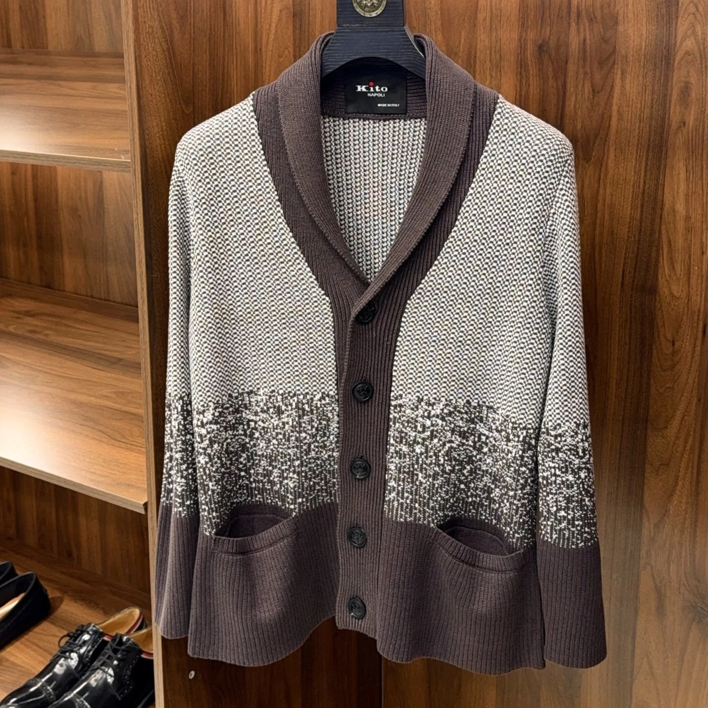 

Kiton ранней осень взрыв контрастных цветов повседневный универсальный старые деньги бизнес большой размер вязаный свитер с длинными рукавами