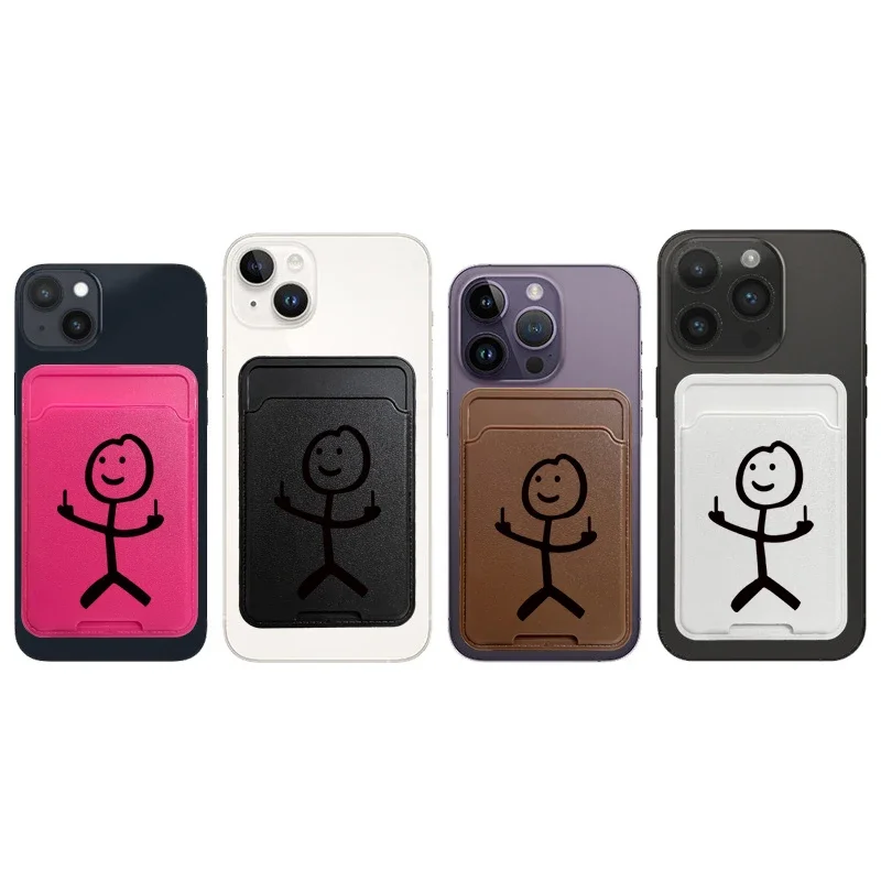 Cartoon Grappige Matchman Visitekaarthouder Universele Mobiele Telefoon Terug Kaart Tas Voor Mannen en Vrouwen Metro Bus Pass Cover Case