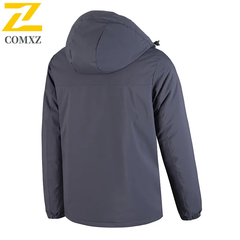 Luxuriöse Herren-gepolsterte Jacke, abnehmbare Kapuze, Schnee, Skifahren, dicker warmer Mantel, Komfort, Camping, Graphen, selbsterwärmender, winddichter Wintermantel