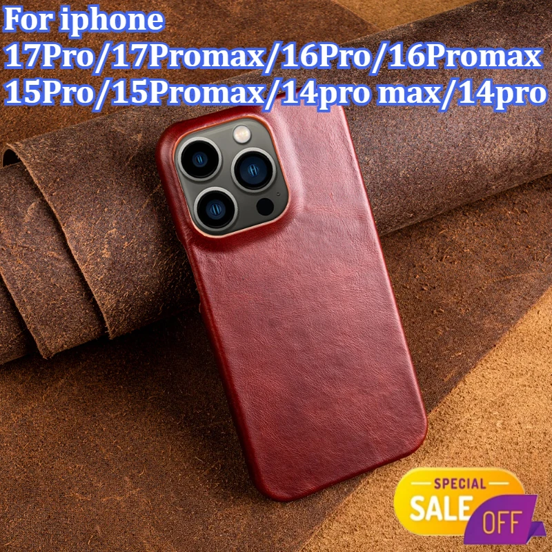 

Luxury Genuine Leather Cover Case For iphone 17Pro/17Promax/16Pro/16Promax/15Pro/15Promax Aesthetic Vintage Retro
