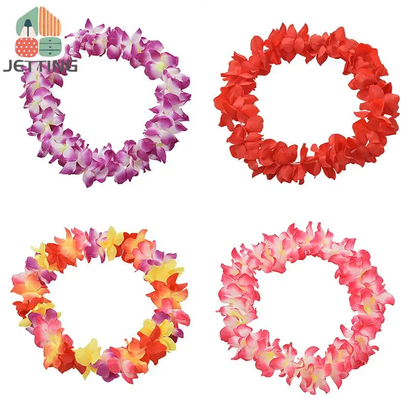 1Pc Hawaiian Flower Leis Tropical Luau Beach Party Supplies of Hula Garland Necklace Bracelet Headband Simulated Silk Flower view 5