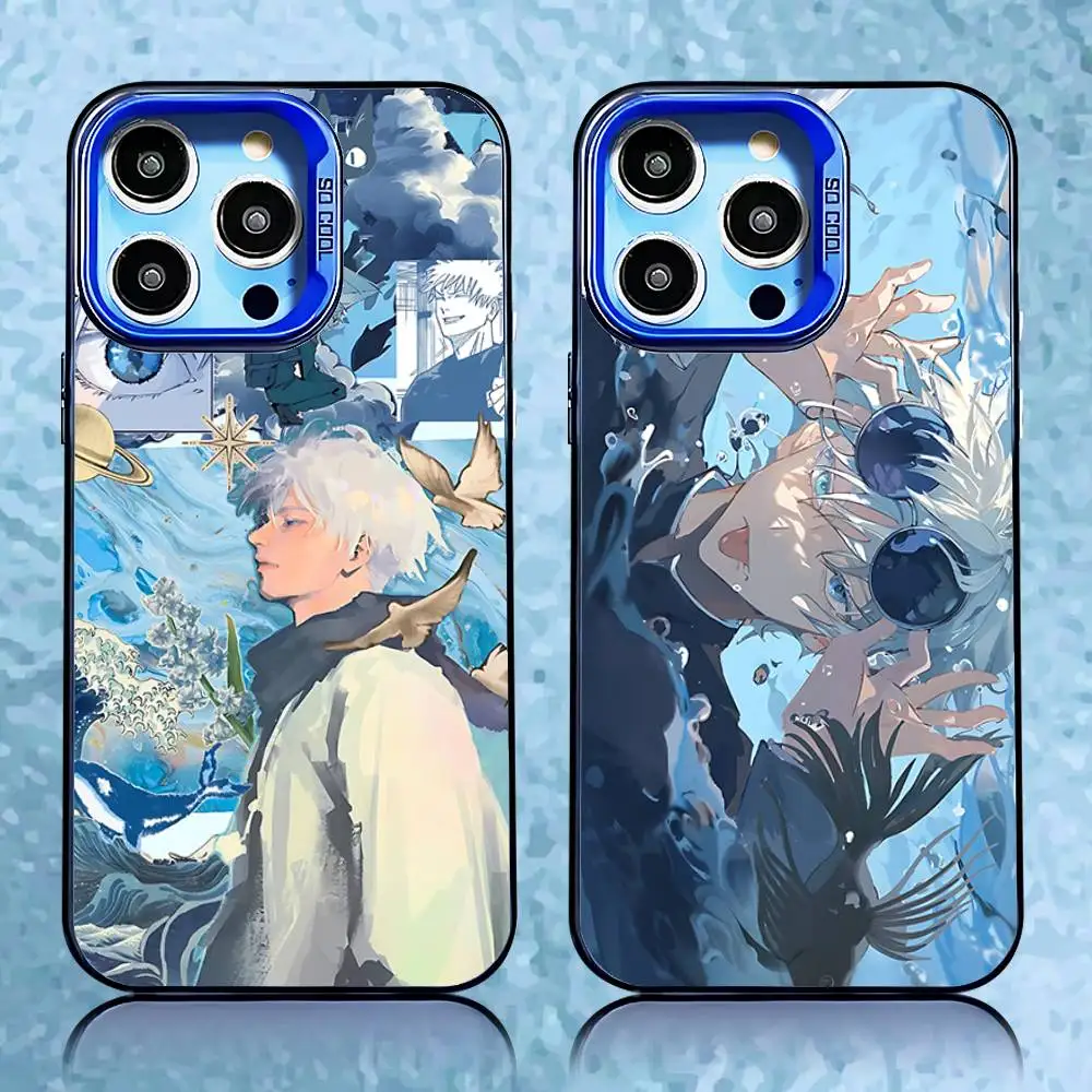 

Satoru Gojo Jujutsu Kaisen Phone Case For iPhone 16,15,14,13,12,11,Pro,Max,Plus,Mini,SE Blue Candy Matte Shockproof Cover