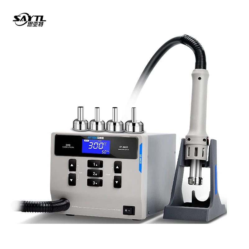 Original ATTEN lead-free hot air gun soldering station Intelligent digital display 1000W rework station For PCB chip repair