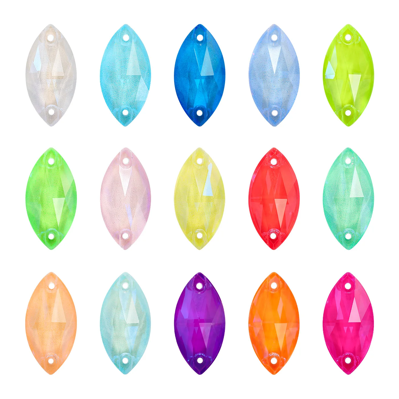 QIYI Navette Neon Color Glass Sew On Rhinestone Sewn Rhinestone Crystal Stone DIY Sewing Accessories for Clothing Dressing