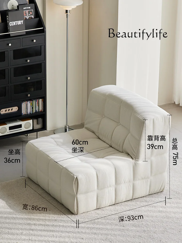 Lazy Sofa Single Living Room Balcony Leisure Reading Waist Support Bedroom Corduroy Small Sofa