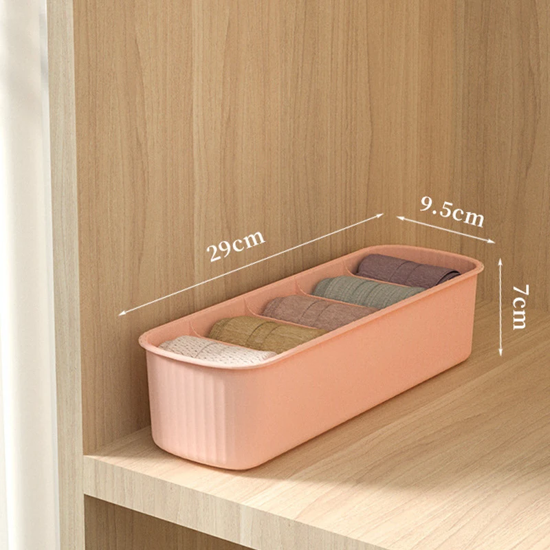 

Simple Stripe Plastic Storage Box Underwear Socks Organizer for Dormitory Home Wardrobe Drawer Compact Closet Solution